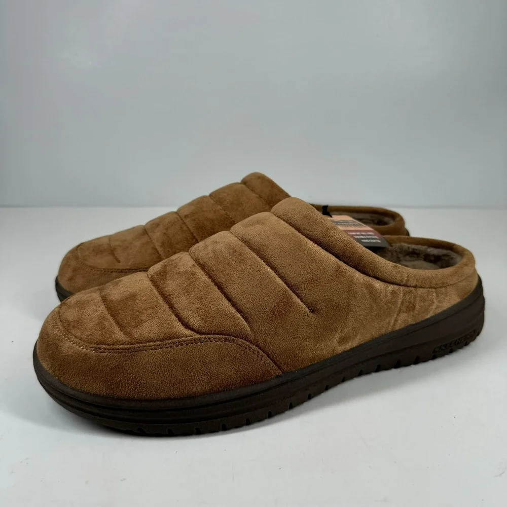 Skechers Murette Garvanza Men's US 10 Tan Quilted Faux Fur Mule Slippers 204636